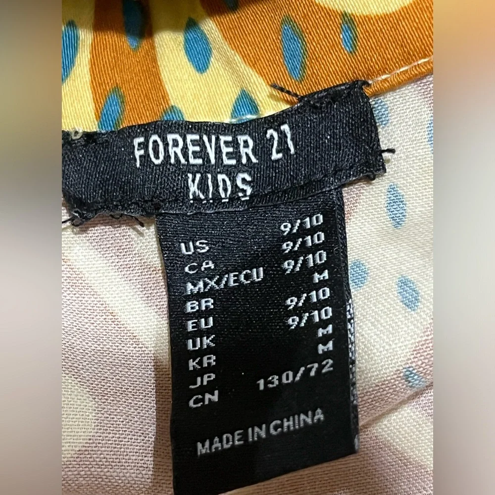 Forever 21 Kids Yellow and Teal Tropical Print Dress GIRLS SIZE 9/10